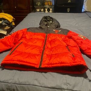 Red and Black Puffer Coat